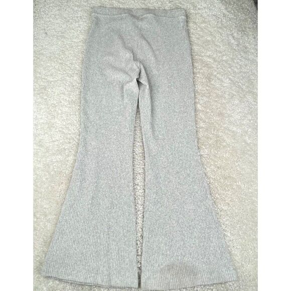 Aerie Groove On Ribbed High Waisted Velour Flare Pant Light Gray FLAW - Picture 3 of 12